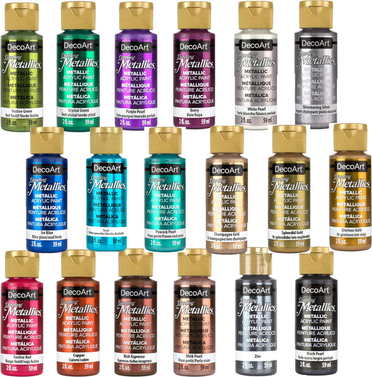 Deco Art Acrylics Paint 18 Metallic Colors Set 石膏香氛丙烯顏料 18金屬顏色套裝
